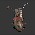 Vintage Red Motorcycle With Rustic Patina Classic Design Black Seat And Spoked Wheels