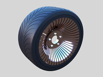 Modern Automotive Tire Featuring Black Tread And Stylish Alloy Wheel Design 3d model