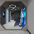 Modern Office Front Desk Reception With Marble Wall Counter And Professional Staff