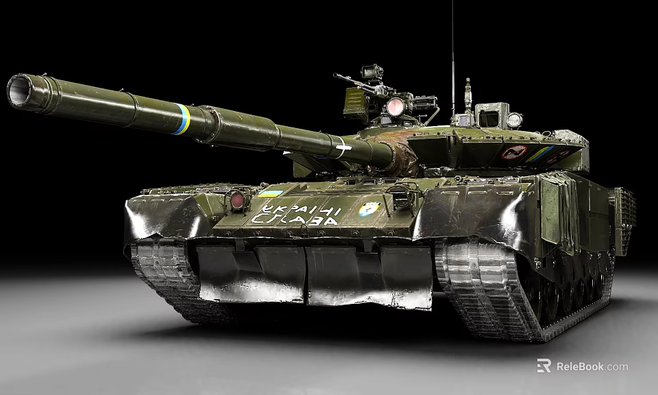Military Armored Tank With Camouflage Paint Long Gun Barrel And Tracks 3d model 