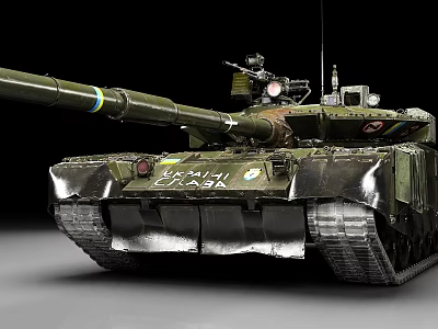 Military Armored Tank With Camouflage Paint Long Gun Barrel And Tracks 3d model