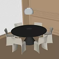 Modern Dining Table and Chair Combination Dining Chair Round Dining Table 3d model