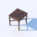 Wooden Square Dining Table With Natural Texture And Brown Finish Legs 3d model