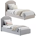 Elegant Single Bed Designs With Upholstered Headboards Decorative Pillows And Striped Blankets