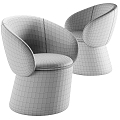 Casual Chair Chenille Upholstered Bucket Chair Single Sofa 3d model