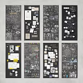 Creative Black Design Boards With Sticky Notes Sketches And Visual Ideas 3d model