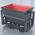Industrial Hopper Cart Featuring Gray Body Red Interior And Wheel Frame