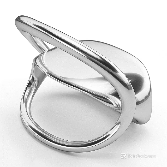 Sleek Modern Accent Chair With Curved Metal Frame And Smooth Surface Design 3d model 