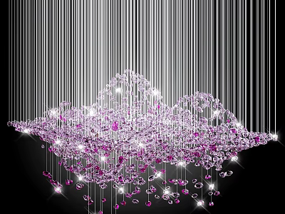 Crystal Chandelier with Pink Crystals Sparkling Hanging Modern Elegant Decorative Home Design 3d model