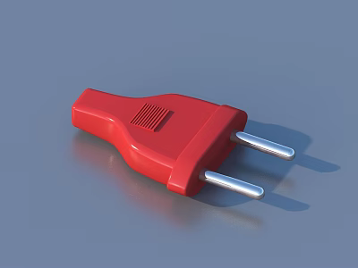 Red Two Pin Electrical Plug For Daily Household Use And Safety 3d model