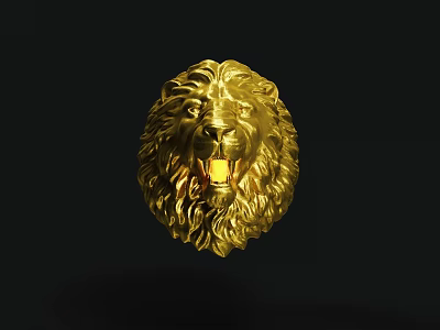 Exquisite Golden Lion Head Jewelry With Shiny Design And Craftsmanship Details 3d model