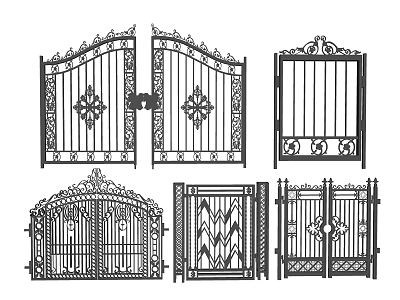 Various Decorative Gates Featuring Ornate Patterns And Different Design Styles 3d model