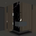 Modern Wooden Shoe Cabinet Interior With Marble Panel Open Shelves And Drawers