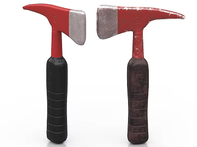 Fire Equipment Fire Axes With Red Black And Worn Handles For Emergency Use 3d model