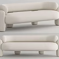 Modern Beige Fabric Multi seat Sofa With Rounded Arms And Sturdy Legs
