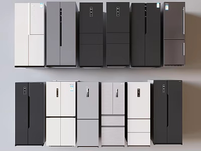 Modern Refrigerators and Freezers Collection with Multiple Colors Styles for Home Kitchen 3d model