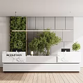 Modern Elegant Reception Desk With Marble Countertop Green Plants And Hanging Greenery