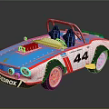 Blue White Red Convertible Race Car Model With Number 44 And PEDROX Logo