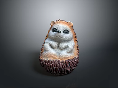 Adorable Hedgehog Shaped Resin Daily Necessities With Brown Beige Color For Home Decorative Use 3d model