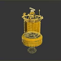 Yellow Scientific Equipment With Blue Solar Panels And Top Antennas On Black Base