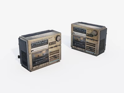 Vintage Radios With Retro Design Aged Texture And Classic Dials 3d model