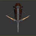 Tactical Crossbow Knife Weapon With Red Case Orange Accents And Silver Metal