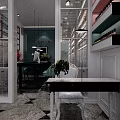 Beauty Hair Salon Interior With Light Blue Walls Gray Sofas Flower Decorations And Marble Floor