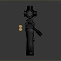 Black Sniper Rifle With Scope And Orange Glowing Component On Reflective Gray Surface