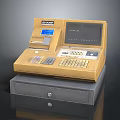 Golden Commercial Cash Register With Display Screen Keyboard And Storage Drawer