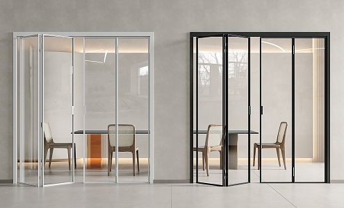 Modern minimalist folding door glass door glass folding door folding door glass sliding door kitchen folding door 3d model