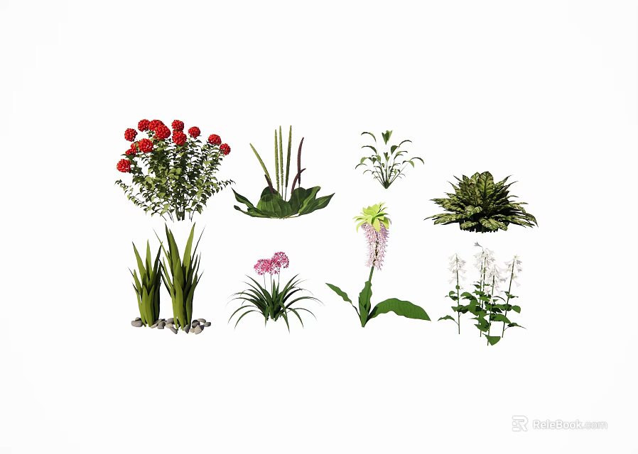 Colorful Assorted Flowers and Green Plants for Home and Garden Decoration 3d model 