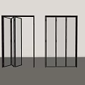 Modern Interior Folding Doors With Black Frames And Transparent Glass Panels 3d model