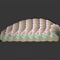 Colorful Bird Feathers With Pastel Pink Gray Light Green Detailed Fan Shaped Texture Dark Background