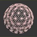 Decorative Pink Hollow Sphere Featuring Intricate Geometric Patterns And Reflective Surface