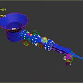 Blue Industrial Mechanical Equipment with Funnel Shaped Top Spiral Structure and Connecting Parts