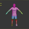 3D Football Player Model Wearing Real Madrid White Jersey Number 3 Shorts Socks Shoes