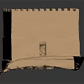 Cute Brown Cartoon Castle Model With Battlements Small Door On Dark Background