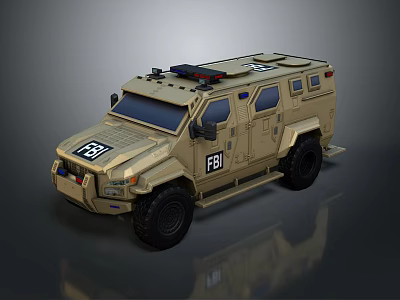 FBI Tactical Tank in Khaki Color Featuring Modern Design and Enforcement Equipment 3d model
