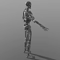Detailed Robotic Game Movie Character With Mechanical Skeleton Standing Pose