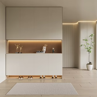 modern shoe cabinet cream porch partition wardrobe 3d model