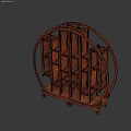 Stylish Modern Wooden Storage Shelf With Circular Frame And Multiple Compartments