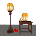Traditional Chinese Lanterns With Floor Standing And Tabletop Design Near Red Apple