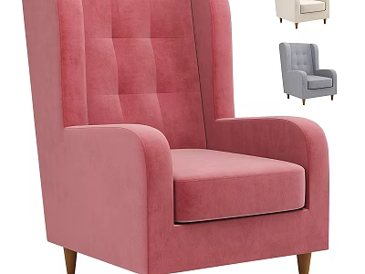 Stylish Pink Upholstered Accent Chair with Comfortable Armrests and Wooden Legs and Multiple Color Options 3d model