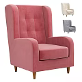 Stylish Pink Upholstered Accent Chair with Comfortable Armrests and Wooden Legs and Multiple Color Options