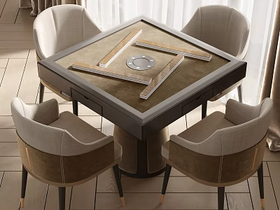 Modern Square Entertainment Table with Board Game Surface and Comfortable Chairs 3d model