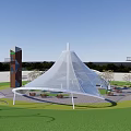 Modern Tensioned Film Viewing Tower Square Rest Space Awning 3d model