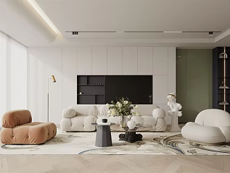 Modern Living Room & Dining Room 3d model