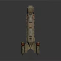 Sci Fi Spaceship 3D Model With Detailed Structure And Yellow Thruster Flames 3d model