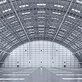 Spacious Modern Industrial Interior With Metal Frame Roof And Glass Window Design