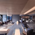 Modern Hotel Lobby Interior With Comfortable Seating Decorative Sculptures And Natural Light